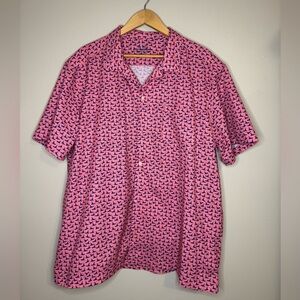 Vineyard Vines On-The-Go Performance Sailboat Print ButtonUp Shirt Pink Size XXL